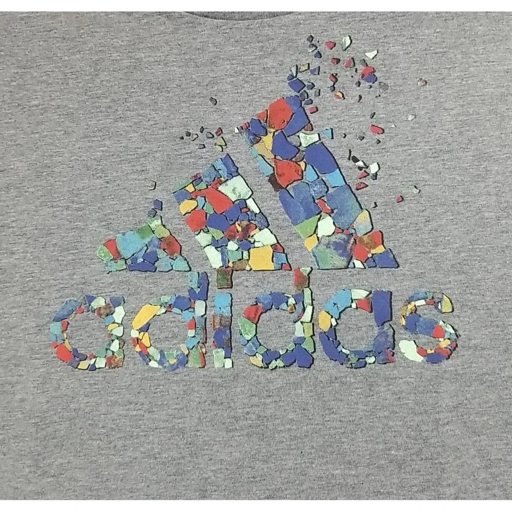 NWT Adidas Shirt Boy Size Medium Short Sleeve Gray TShirt Graphic Active Tee NEW